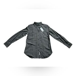 NWT Lauren Jeans Co. Ralph Lauren women’s medium gray pinstripe chambray shirt